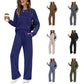 🔥LETZTER TAG 50 % RABATT👍✨Set aus Damen-Oberteil mit Rundhalsausschnitt und Hose mit Kordelzug1