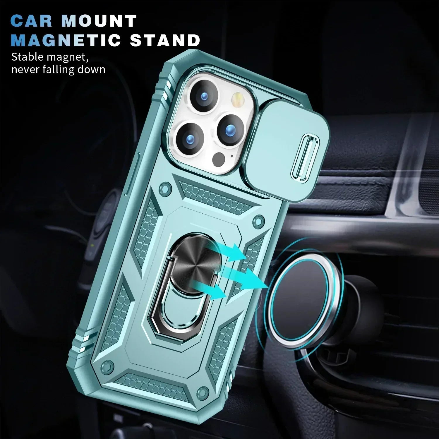 Magnetic Car Finger Ring 3-in-1 Phone Case-4