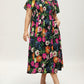 🌸Sommer-Sonderangebot: 50 % Rabatt💃Midi-Kleid mit Blumenmuster, Smokarbeit, quadratischem Ausschnitt und Taschen