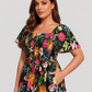 🌸Sommer-Sonderangebot: 50 % Rabatt💃Midi-Kleid mit Blumenmuster, Smokarbeit, quadratischem Ausschnitt und Taschen