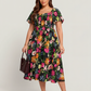 🌸Sommer-Sonderangebot: 50 % Rabatt💃Midi-Kleid mit Blumenmuster, Smokarbeit, quadratischem Ausschnitt und Taschen