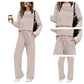 🔥LETZTER TAG 50 % RABATT👍✨Set aus Damen-Oberteil mit Rundhalsausschnitt und Hose mit Kordelzug1