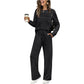 🔥LETZTER TAG 50 % RABATT👍✨Set aus Damen-Oberteil mit Rundhalsausschnitt und Hose mit Kordelzug1